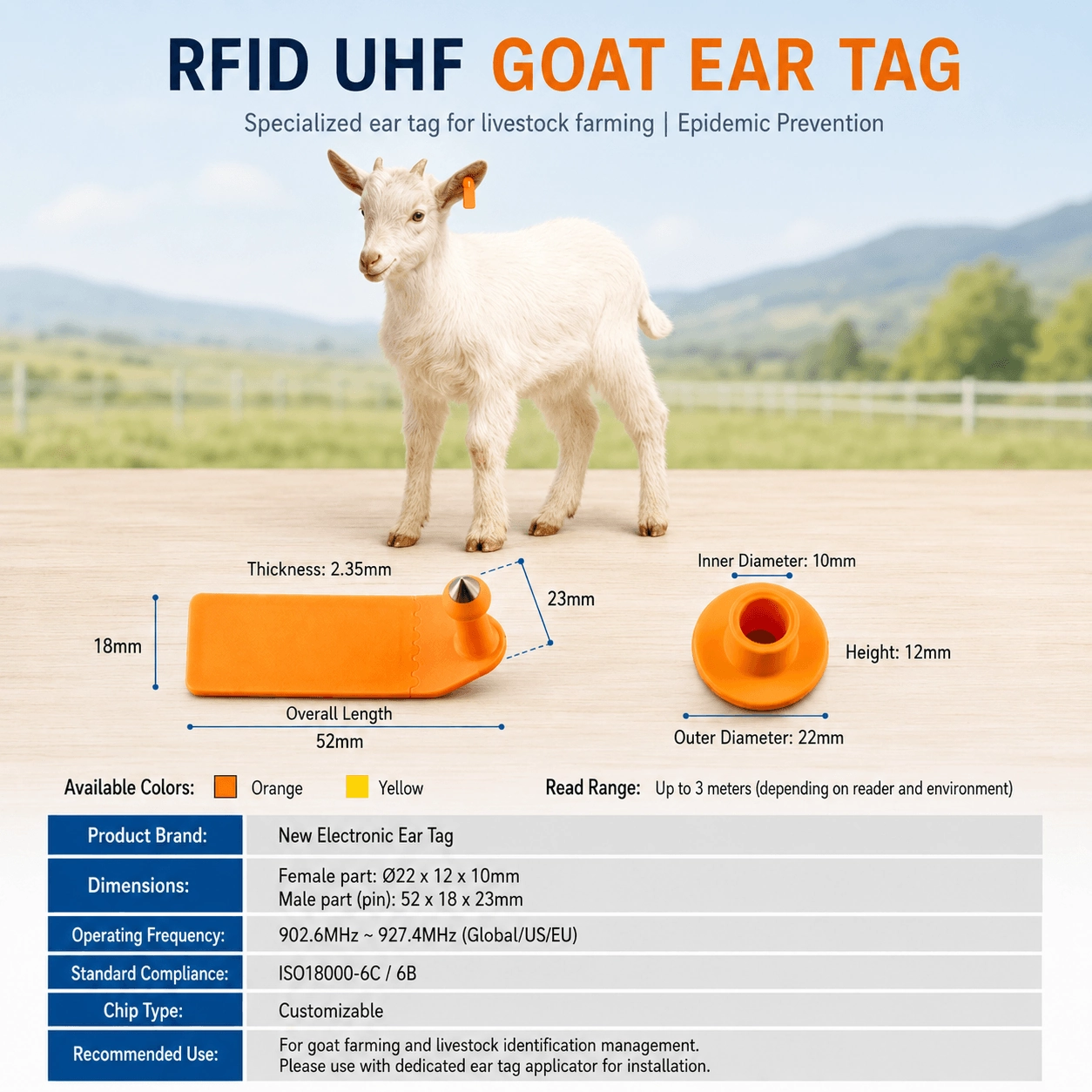 RFID овча ушна марка за идентификация на добитък